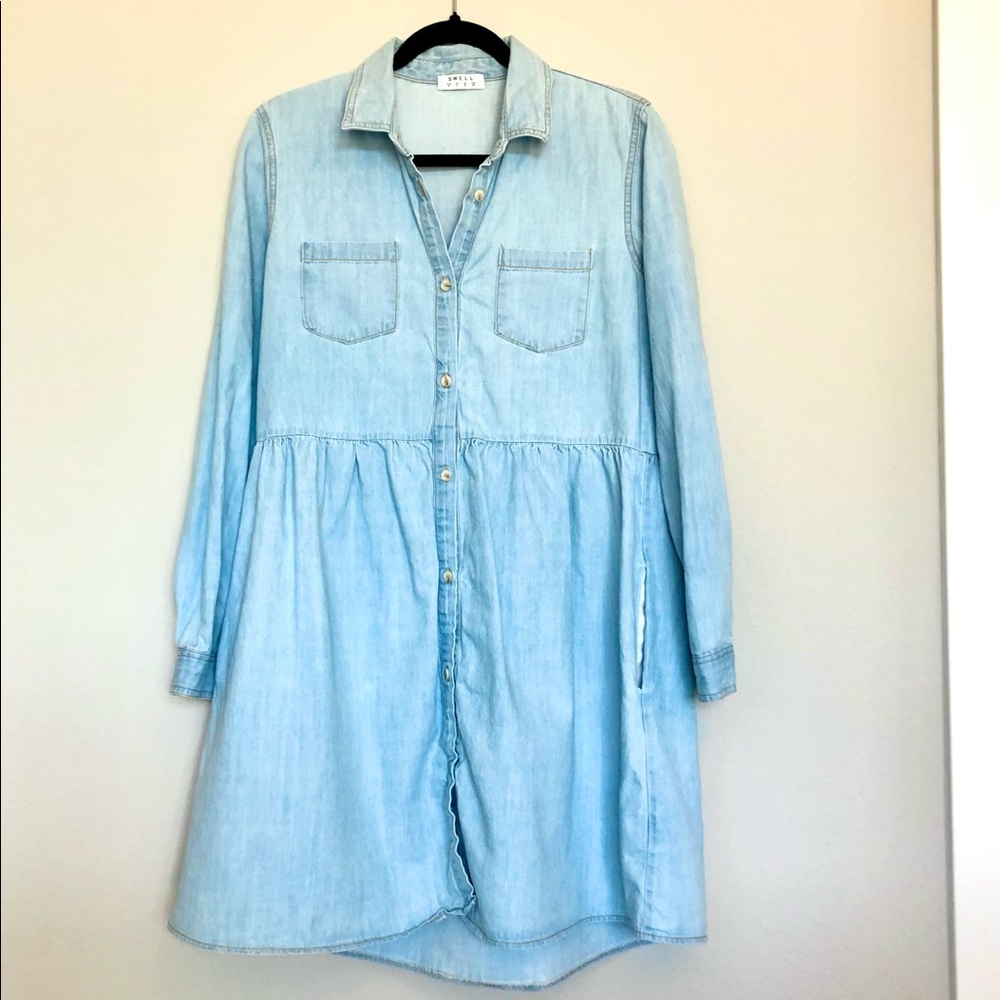 Chambray Button Front Dress